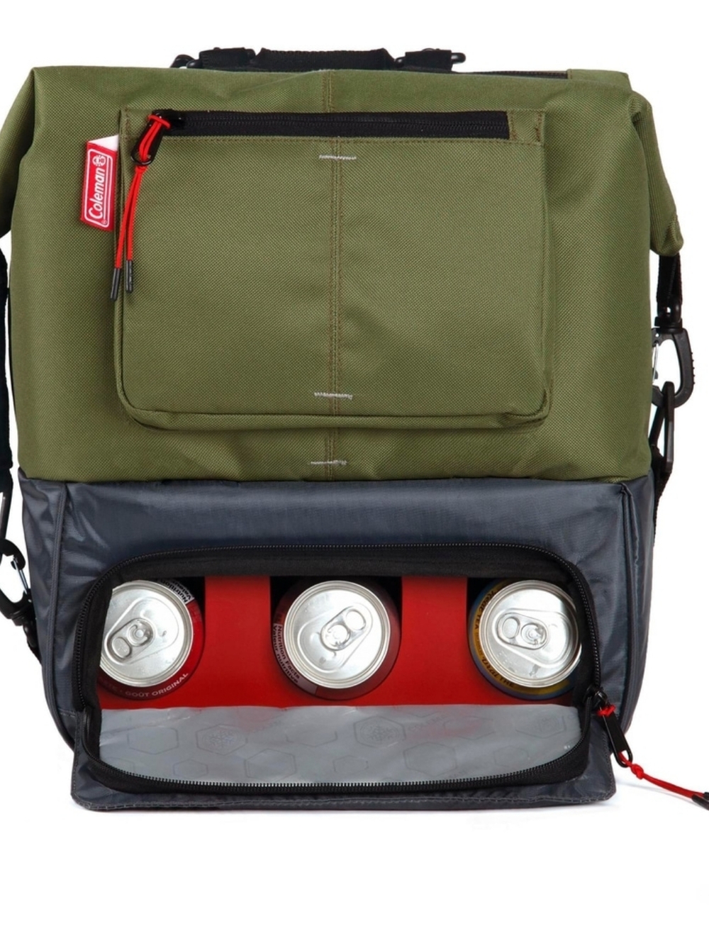 Coleman Olive Green & Gray Insulated Backpack Cooler 12- Cans